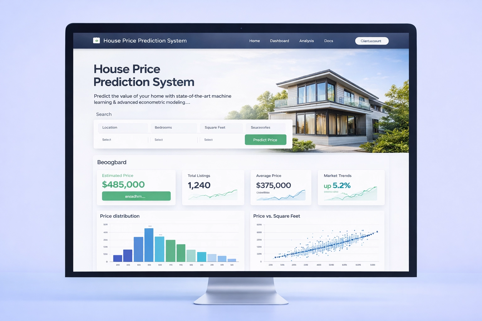 House price prediction web app dashboard