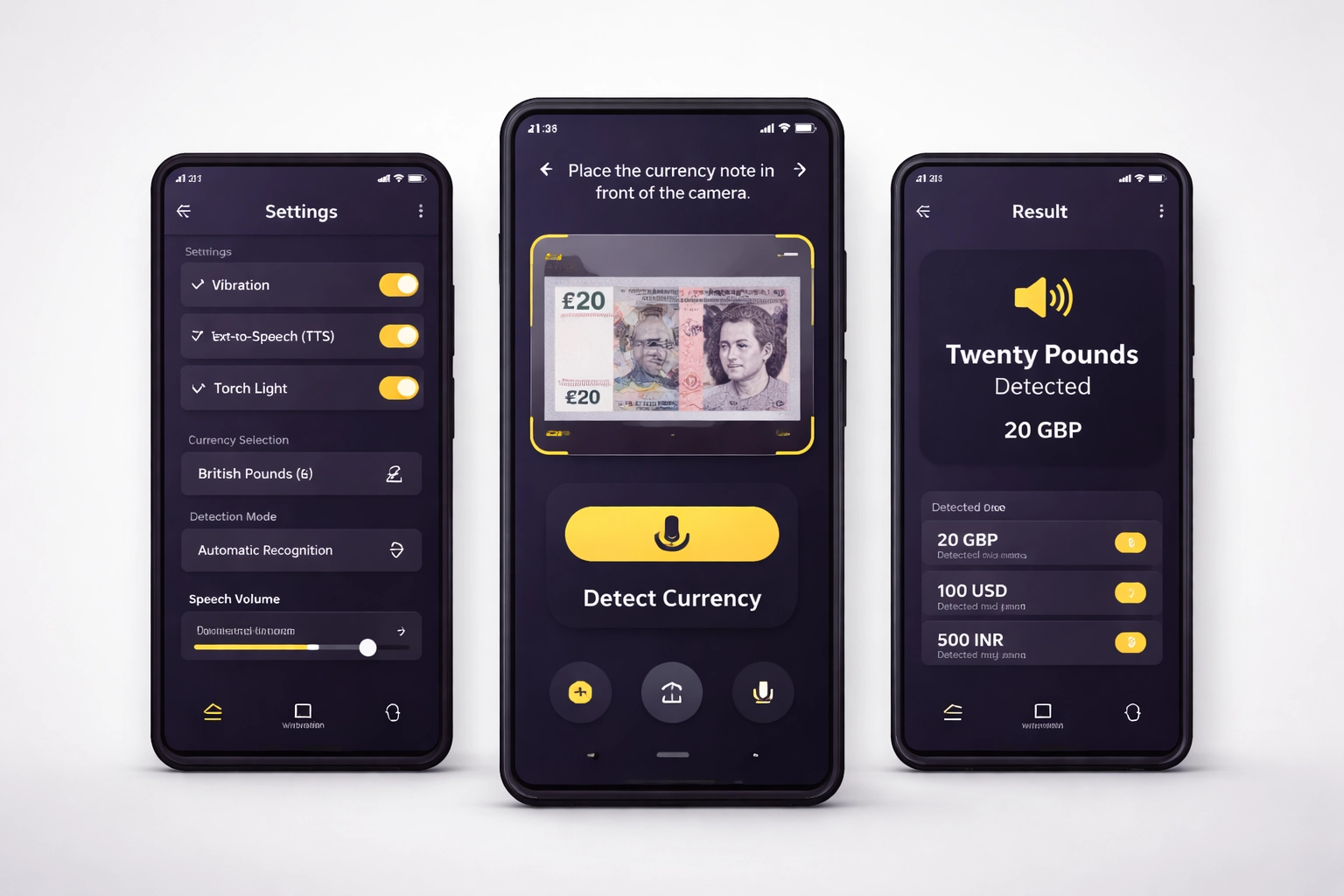 Currency detector app for visually impaired users
